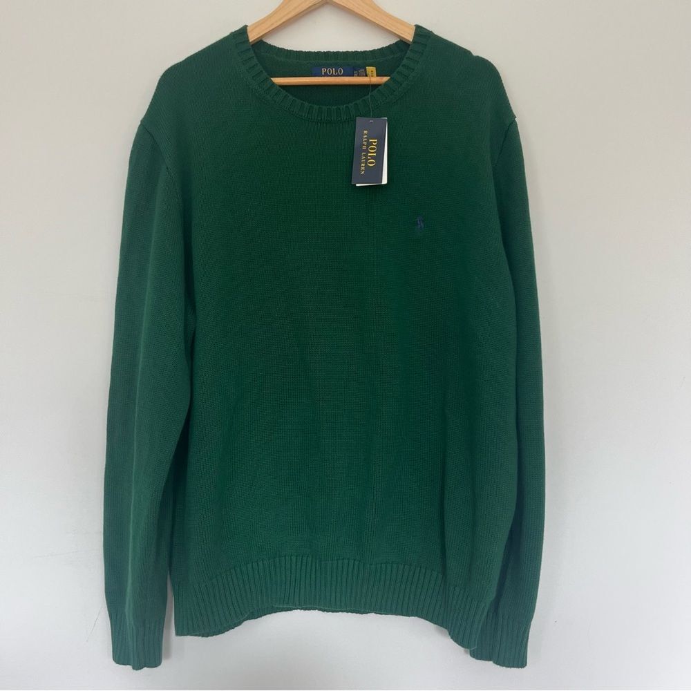 NWT Polo by Ralph Lauren Classic Men's Green Sweater w Embroidered Pony Knit XXL